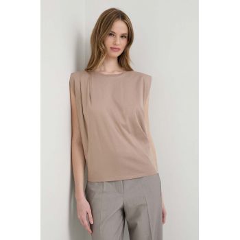 Marella top din bumbac culoarea bej 2413940000000