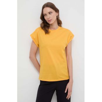 Marella tricou din bumbac femei, culoarea portocaliu