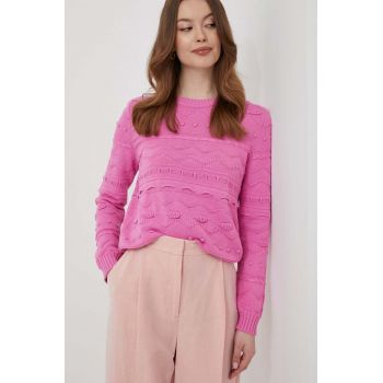United Colors of Benetton pulover de bumbac culoarea roz, light de firma original