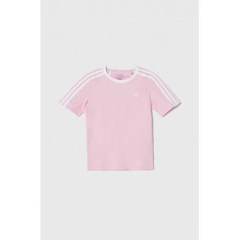 adidas tricou de bumbac pentru copii culoarea roz, neted ieftin