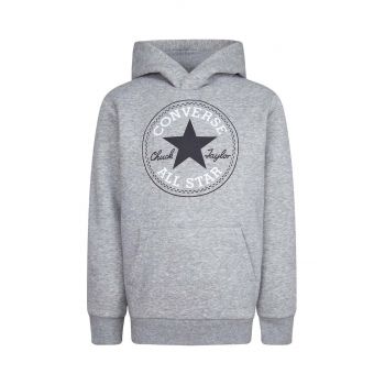 Converse bluza copii culoarea gri, cu glugă, cu imprimeu