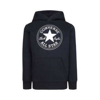 Converse bluza copii culoarea negru, cu glugă, cu imprimeu de firma originala