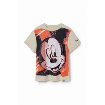 Desigual tricou de bumbac pentru copii x Mickey culoarea alb, cu imprimeu