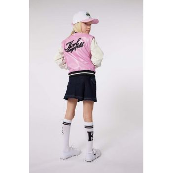 Karl Lagerfeld fusta denim pentru copii culoarea alb, mini, drept de firma originala