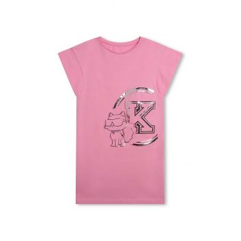 Karl Lagerfeld rochie din bumbac pentru copii culoarea roz, mini, drept