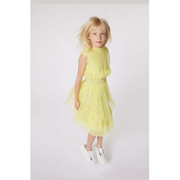 Karl Lagerfeld rochie fete culoarea galben, midi, evazati