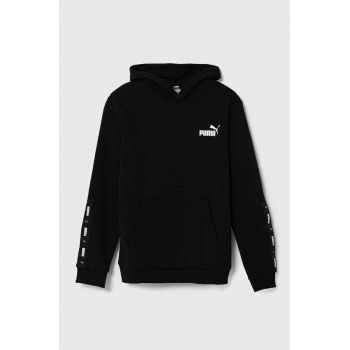 Puma bluza copii ESS Tape Hoodie TR culoarea negru, cu glugă, cu imprimeu