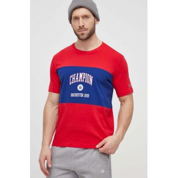 Champion tricou din bumbac barbati, culoarea rosu, cu imprimeu, 219853 ieftin