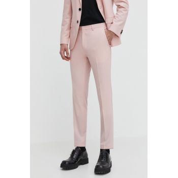 HUGO pantaloni din lână culoarea roz, mulată 50500271 de firma originali