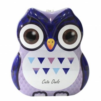 Pusculita metalica Pufo Little Owly cu lacat si cheita, 16 cm, albastru ieftina