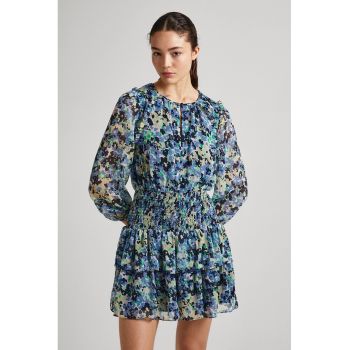 Rochie evazata cu model floral la reducere