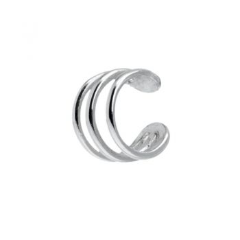 Cercel ear cuff argint 925, JW986, model 3 cercuri, placat cu rodiu
