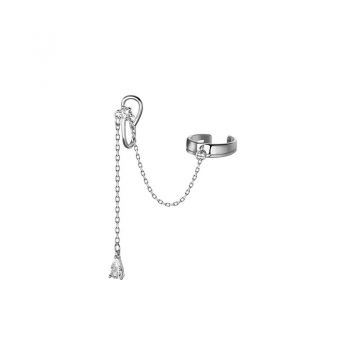 Cercel ear cuff argint 925, JW994, model cu lant pentru urechea dreapta, placat cu rodiu de firma original