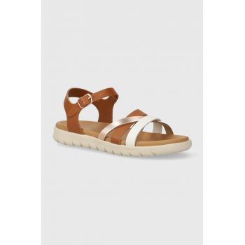 Geox sandale din piele pentru copii SANDAL SOLEIMA culoarea maro