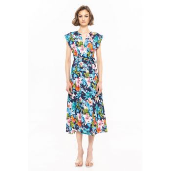 Rochie cu model floral si snur