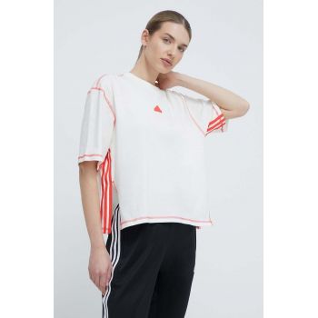 adidas tricou din bumbac femei, culoarea bej, IS0874