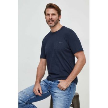 BOSS Orange tricou din bumbac barbati, culoarea albastru marin, neted, 50508243