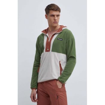 Columbia hanorac fleece Backbowl culoarea verde, cu glugă, cu imprimeu 1990745