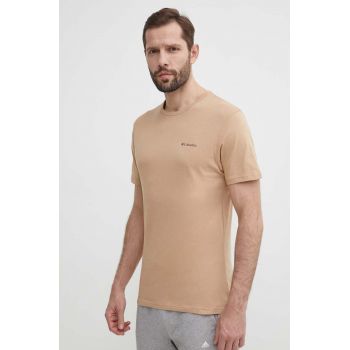 Columbia tricou din bumbac North Cascades barbati, culoarea bej, cu imprimeu, 1834041