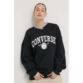 Converse bluza femei, culoarea negru, cu imprimeu ieftin