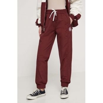 Converse pantaloni de trening culoarea bordo, neted