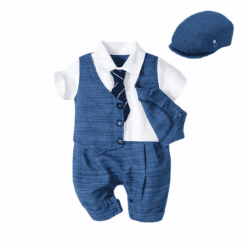 Costum-salopeta Copii cu Sapca Peaky - 0-3 luni