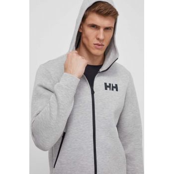 Helly Hansen hanorac Hydropower Ocean 2.0 culoarea gri, cu glugă, cu imprimeu Lifa Tech 48530