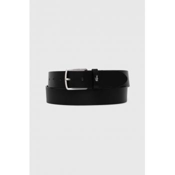 Lacoste curea de piele barbati, culoarea negru