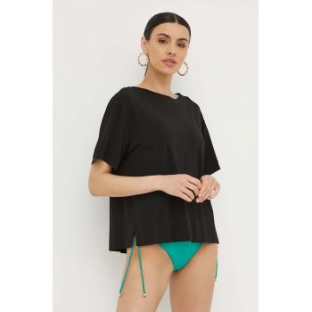 Max Mara Beachwear bluza femei, culoarea negru, neted