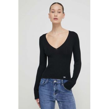 Moschino Jeans pulover de bumbac culoarea negru, light
