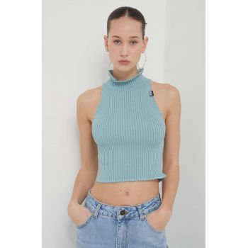 Moschino Jeans pulover de bumbac light, cu turtleneck