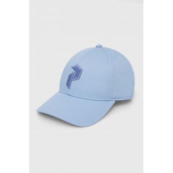 Peak Performance șapcă de baseball din bumbac culoarea albastru marin, cu imprimeu de firma originala