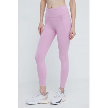 Reebok leggins de antrenament LUX COLLECTION culoarea roz, neted