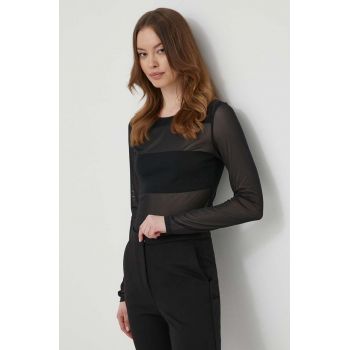 Sisley bluza femei, culoarea negru, neted