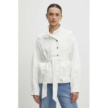Answear Lab geacă din denim femei, culoarea bej, de tranziție