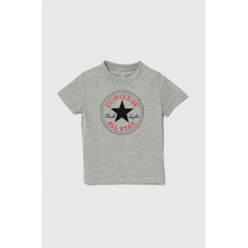 Converse tricou de bumbac pentru copii culoarea gri, cu imprimeu