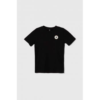 Converse tricou de bumbac pentru copii culoarea negru, cu imprimeu