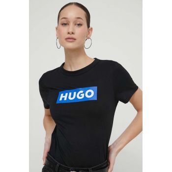 HUGO Blue tricou din bumbac femei, culoarea negru 50510772 ieftin