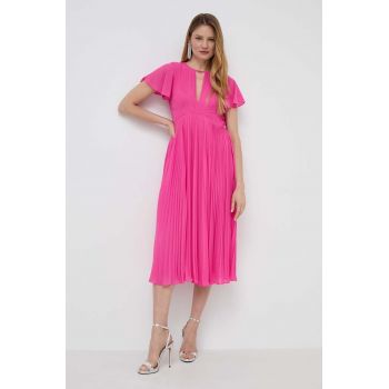 MICHAEL Michael Kors rochie culoarea roz, midi, evazati de firma originala