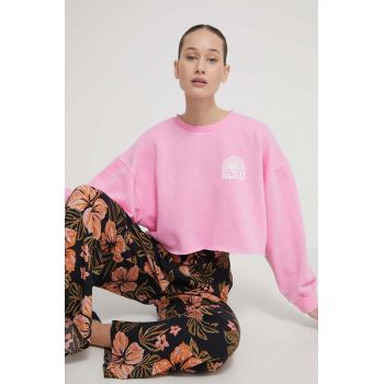 Roxy bluza femei, culoarea roz, cu imprimeu, ARJFT04239