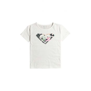 Roxy tricou de bumbac pentru copii DAY AND NIGHT culoarea alb