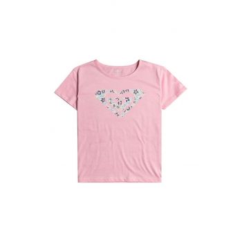 Roxy tricou de bumbac pentru copii DAY AND NIGHT culoarea roz ieftin