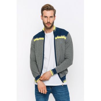 Cardigan de bumbac cu fermoar