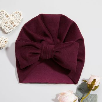 Turban Catifea Cu Fundita Visiniu - 0-3 ani