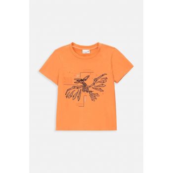 Coccodrillo tricou de bumbac pentru copii culoarea portocaliu, cu imprimeu