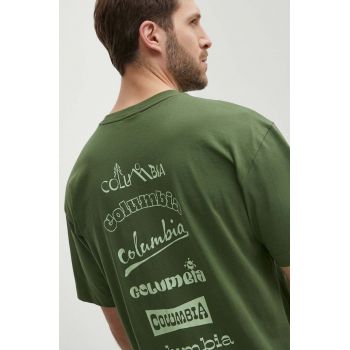 Columbia tricou Burnt Lake barbati, culoarea verde, cu imprimeu, 2071711 ieftin