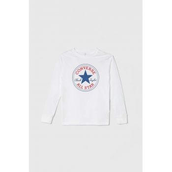 Converse longsleeve din bumbac culoarea alb, cu imprimeu