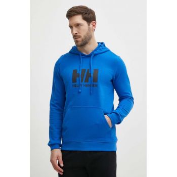 Helly Hansen hanorac de bumbac HH LOGO HOODIE bărbați, cu glugă, cu imprimeu 33977