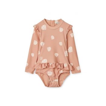Liewood costum de baie dintr-o bucată pentru bebeluși Sille Baby Printed Swimsuit culoarea roz