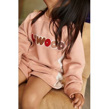 Liewood hanorac de bumbac pentru copii Aude Placement Sweatshirt culoarea roz, cu imprimeu ieftina